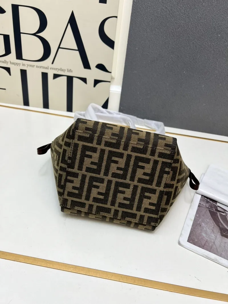 Fendi Brown FF Tote Bag TBS083 Size 18.5-15-15 - Image 7