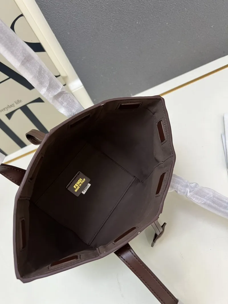 Fendi Brown FF Tote Bag TBS083 Size 18.5-15-15 - Image 8