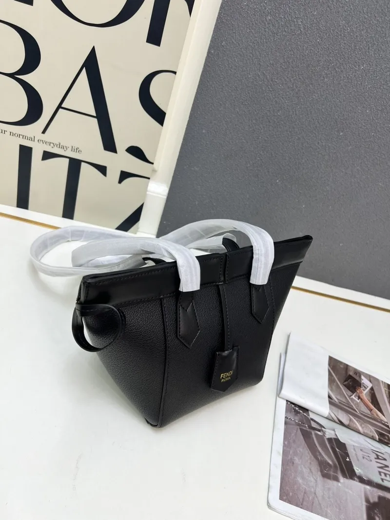 Fendi Black Top Handle Tote Bag TBS083 Size 18.5-15-15 - Image 4