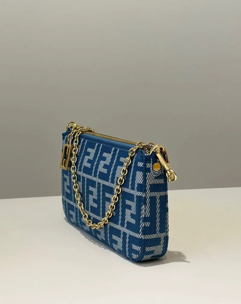 Fendi Blue FF Monogram Chain Crossbody Bag - Image 3