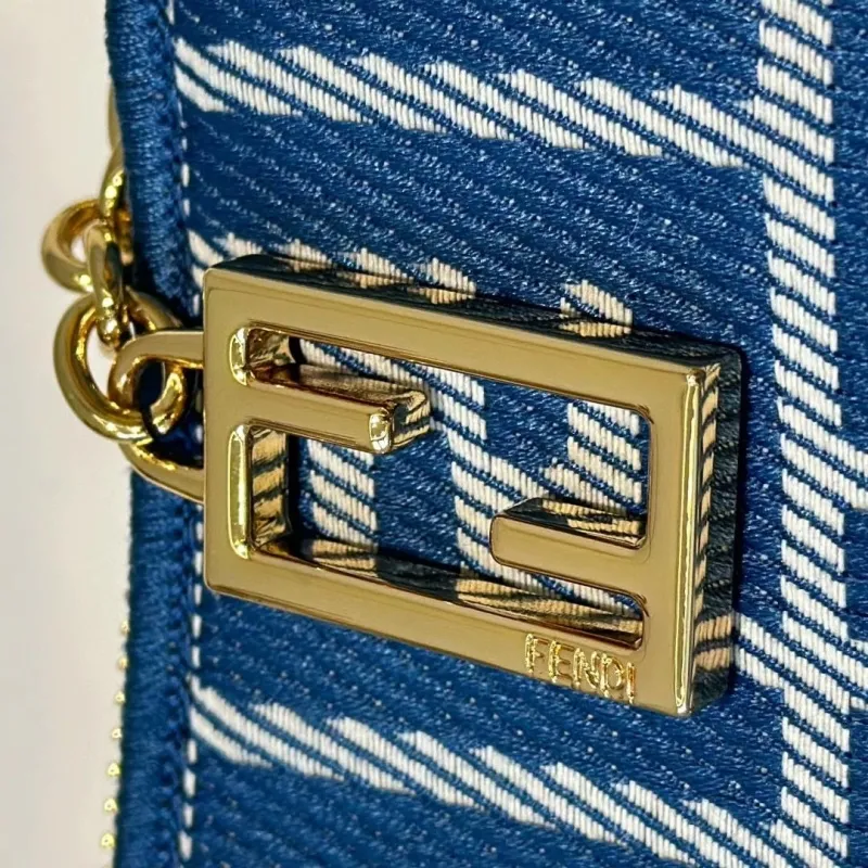 Fendi Blue FF Monogram Chain Crossbody Bag - Image 5