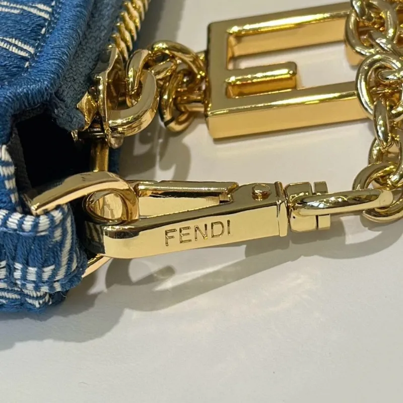 Fendi Blue FF Monogram Chain Crossbody Bag - Image 6