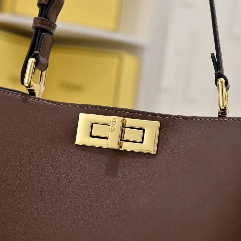 Fendi Brown Leather Top Handle Shoulder Bag - Image 5