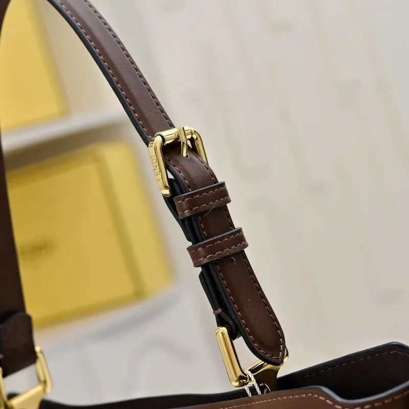 Fendi Brown Leather Top Handle Shoulder Bag - Image 6