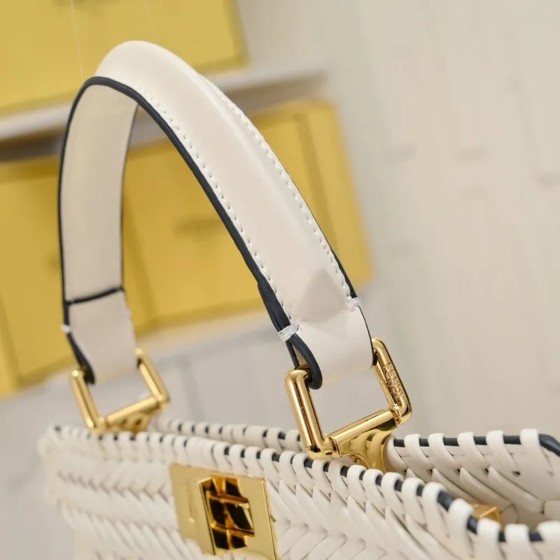 Fendi White Woven Leather Top Handle Bag 71 - Image 5
