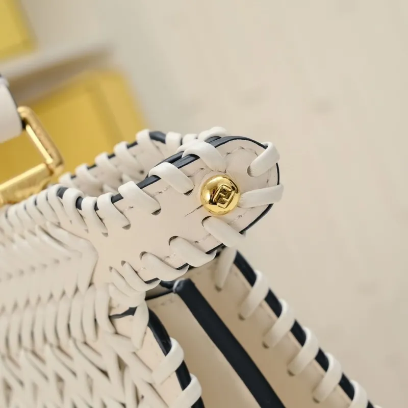 Fendi White Woven Leather Top Handle Bag 71 - Image 6