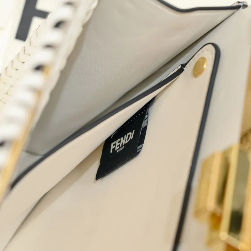 Fendi White Woven Leather Top Handle Bag 71 - Image 8