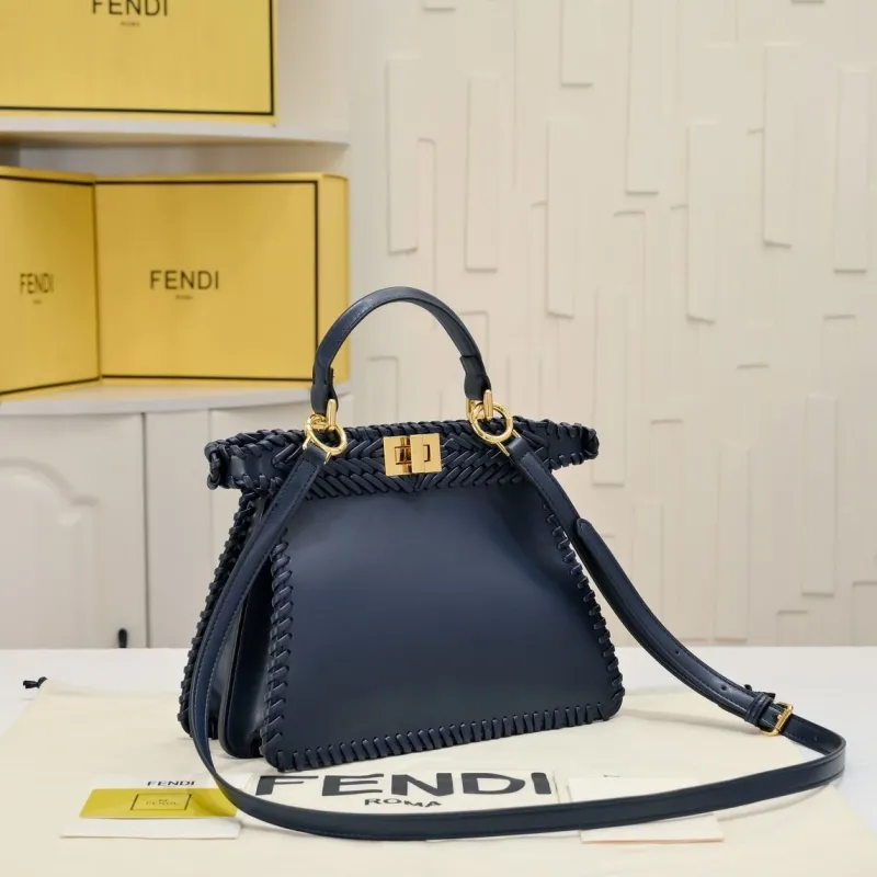 Alternative view of Fendi Navy Blue Woven Top Handle Bag
