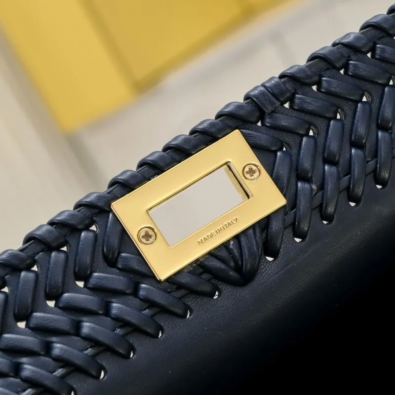 Fendi Navy Blue Woven Top Handle Bag - Image 6