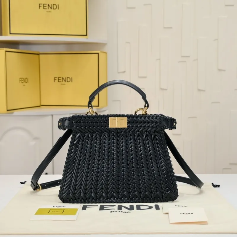Fendi Black Woven Top Handle Bag