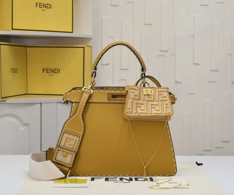 Fendi Yellow Top Handle Bag with Mini Pouch