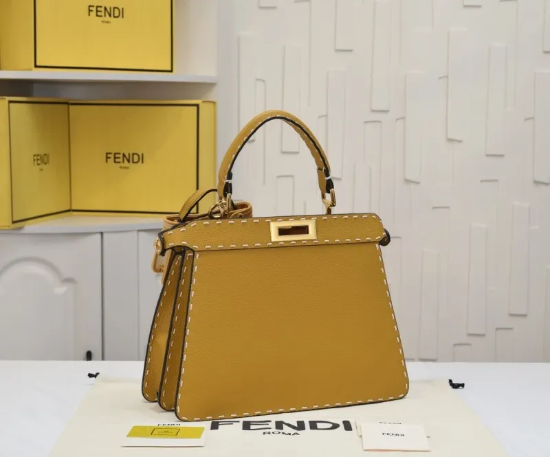 Fendi Yellow Top Handle Bag with Mini Pouch - Image 5