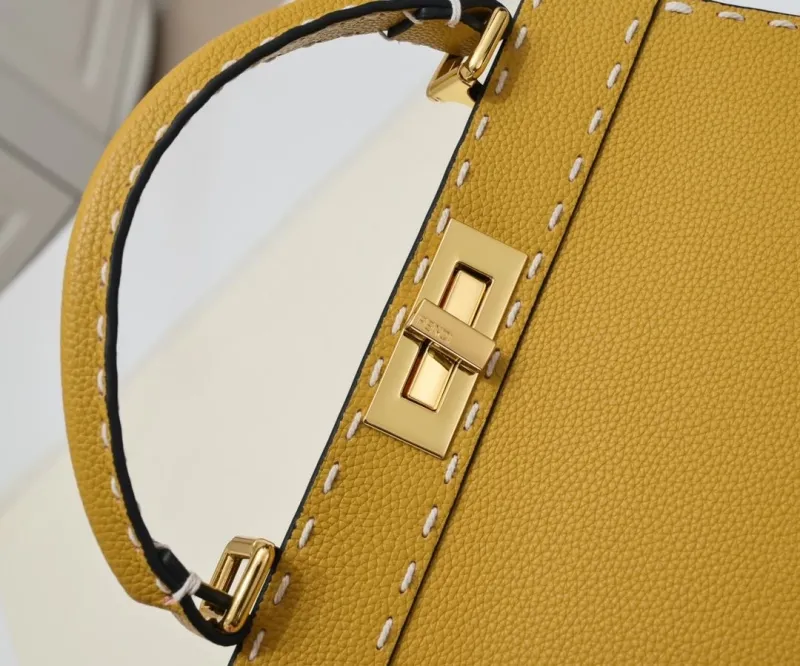 Fendi Yellow Top Handle Bag with Mini Pouch - Image 6