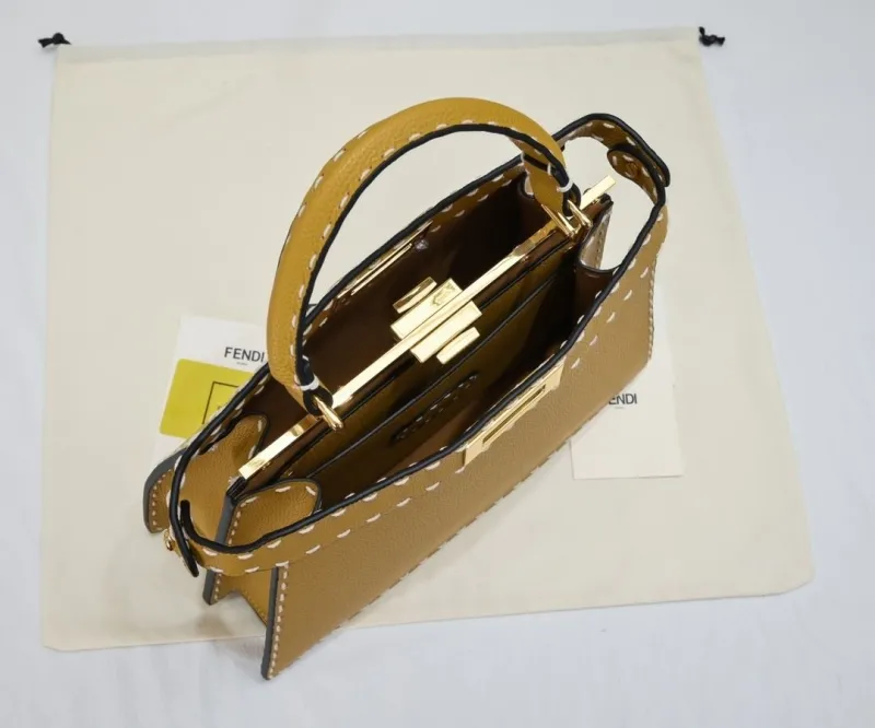 Fendi Yellow Top Handle Bag with Mini Pouch - Image 9