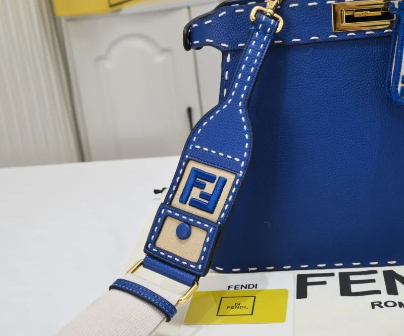 Alternative view of Fendi Blue Top Handle Bag with Mini Charm