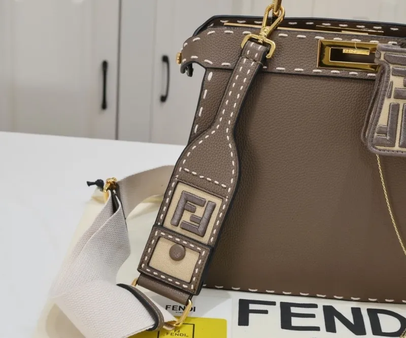 Alternative view of Fendi Brown Top Handle Bag with Mini FF Pouch