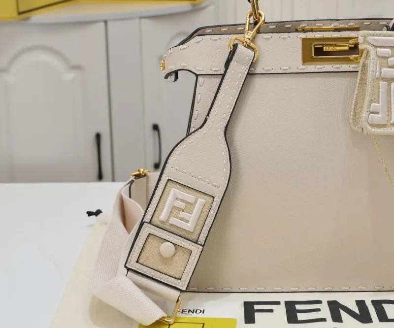 Alternative view of Fendi Cream Top Handle Bag with Mini FF Charm