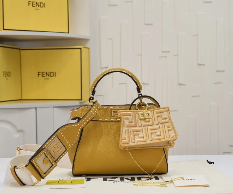 Fendi Yellow Top Handle Bag Model 86
