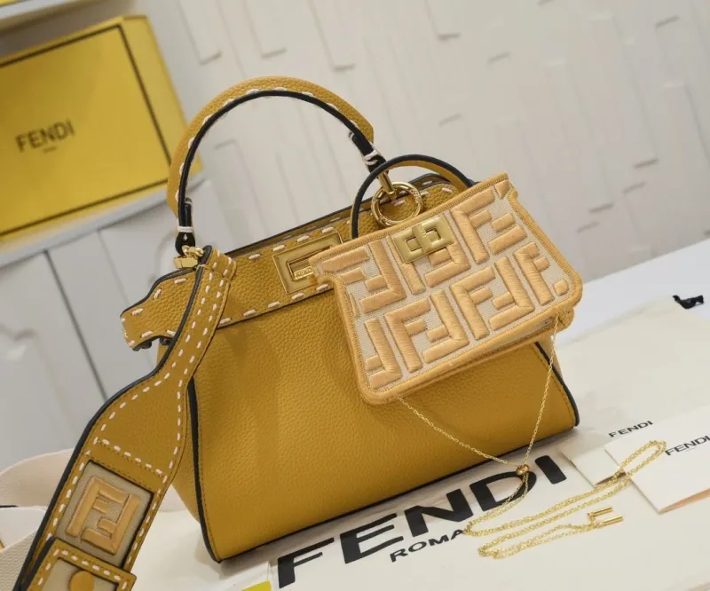 Alternative view of Fendi Yellow Top Handle Bag Model 86