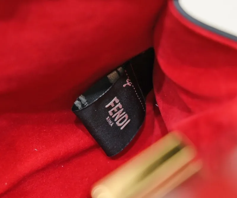 Fendi Red Top Handle Bag with Mini FF Charm - Image 7
