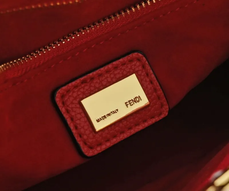Fendi Red Top Handle Bag with Mini FF Charm - Image 8