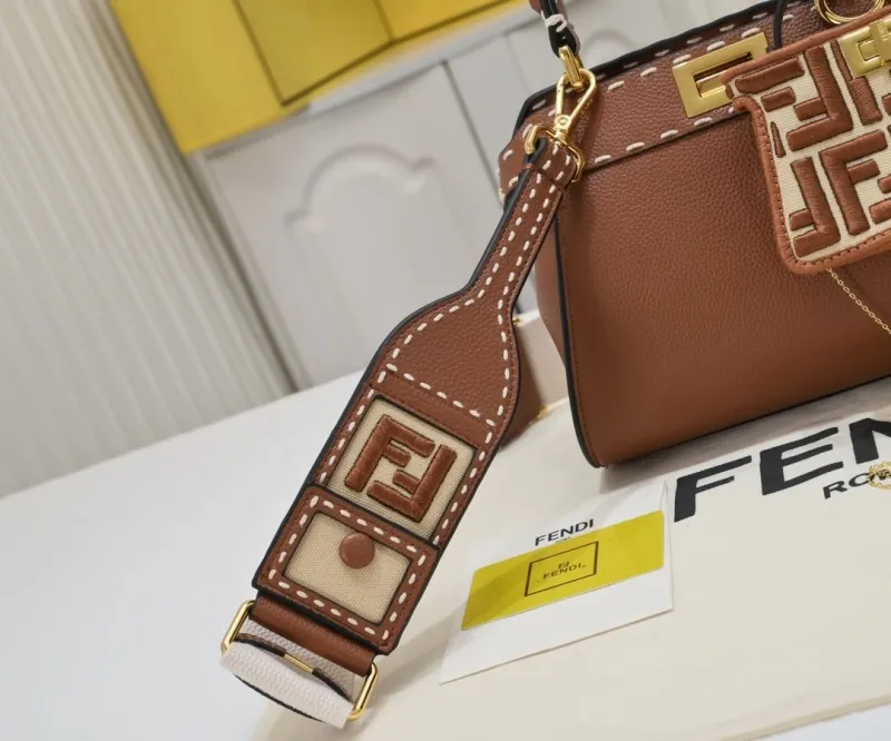 Fendi Brown Top Handle Bag with Mini Pouch - Image 3