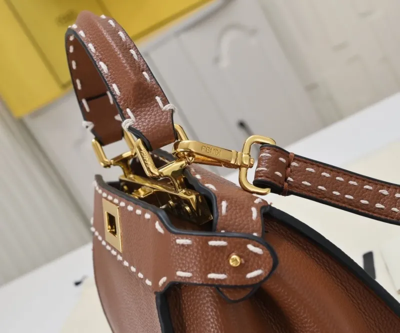 Fendi Brown Top Handle Bag with Mini Pouch - Image 4