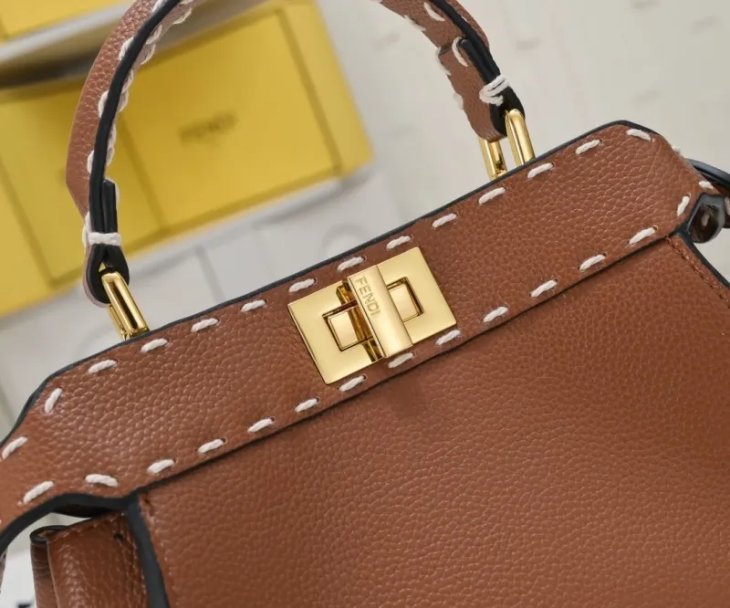 Fendi Brown Top Handle Bag with Mini Pouch - Image 5