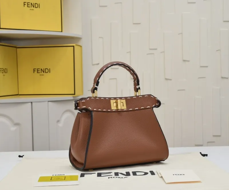 Fendi Brown Top Handle Bag with Mini Pouch - Image 6
