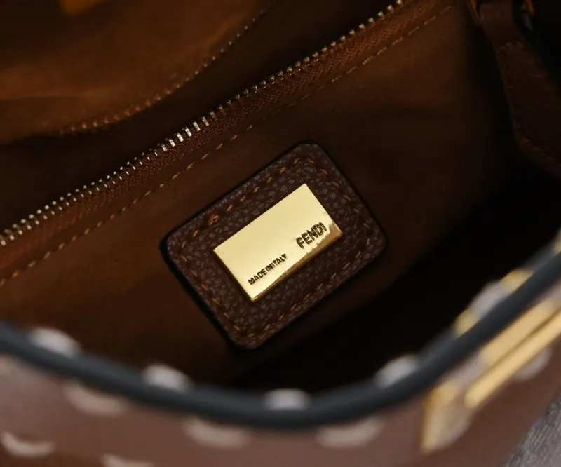 Fendi Brown Top Handle Bag with Mini Pouch - Image 7