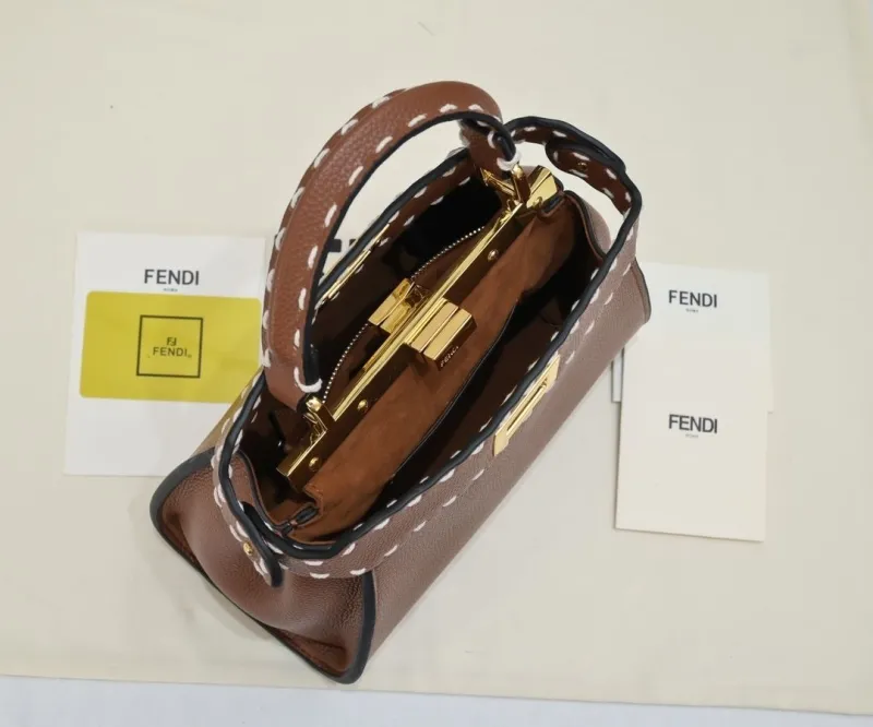 Fendi Brown Top Handle Bag with Mini Pouch - Image 9