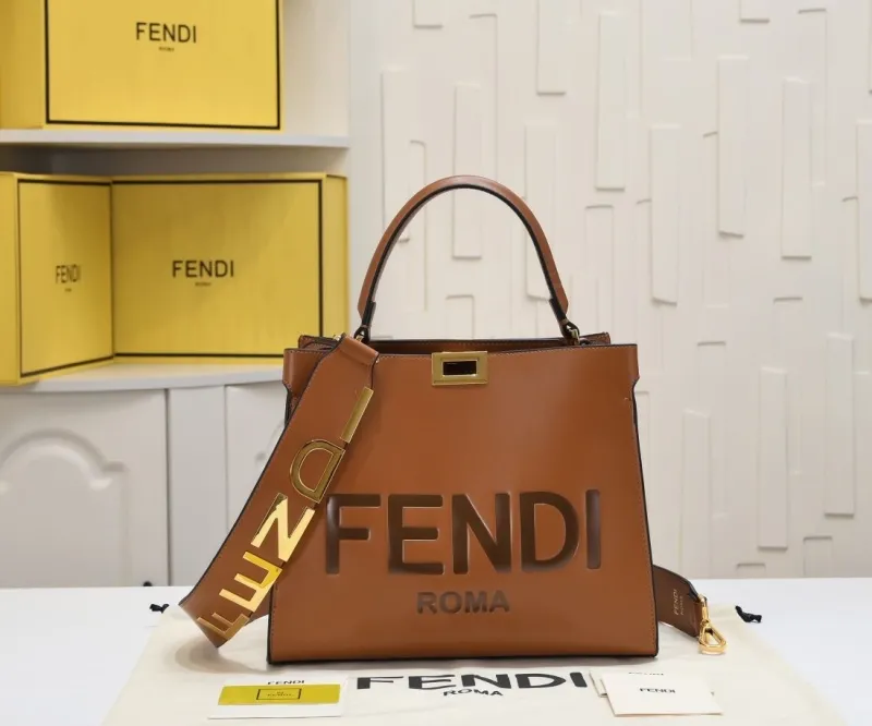 Fendi Brown Leather Top Handle Bag
