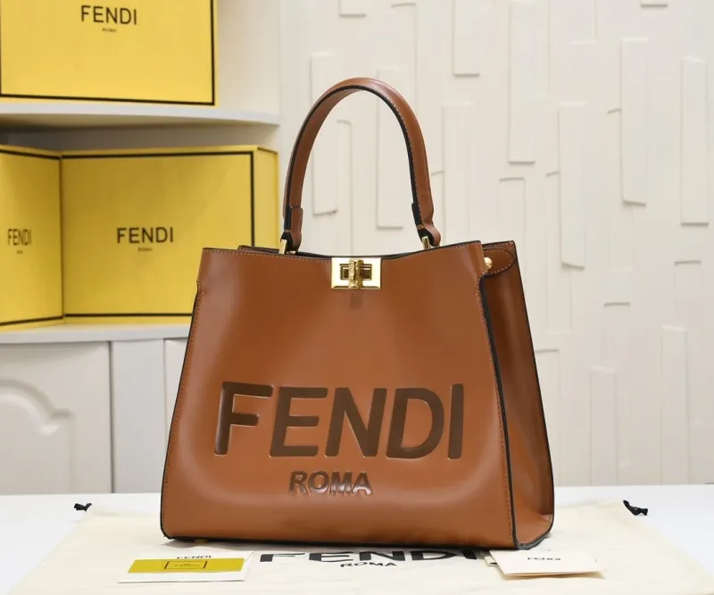Fendi Brown Leather Top Handle Bag - Image 4