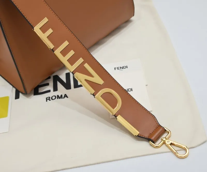 Fendi Brown Leather Top Handle Bag - Image 5