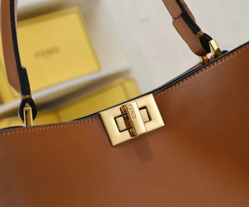 Fendi Brown Leather Top Handle Bag - Image 6