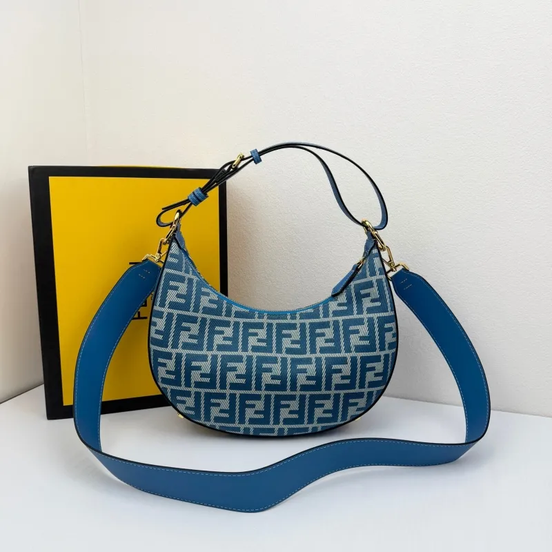Fendi Blue Monogram Hobo Bag 8866-29 with Strap - Image 5