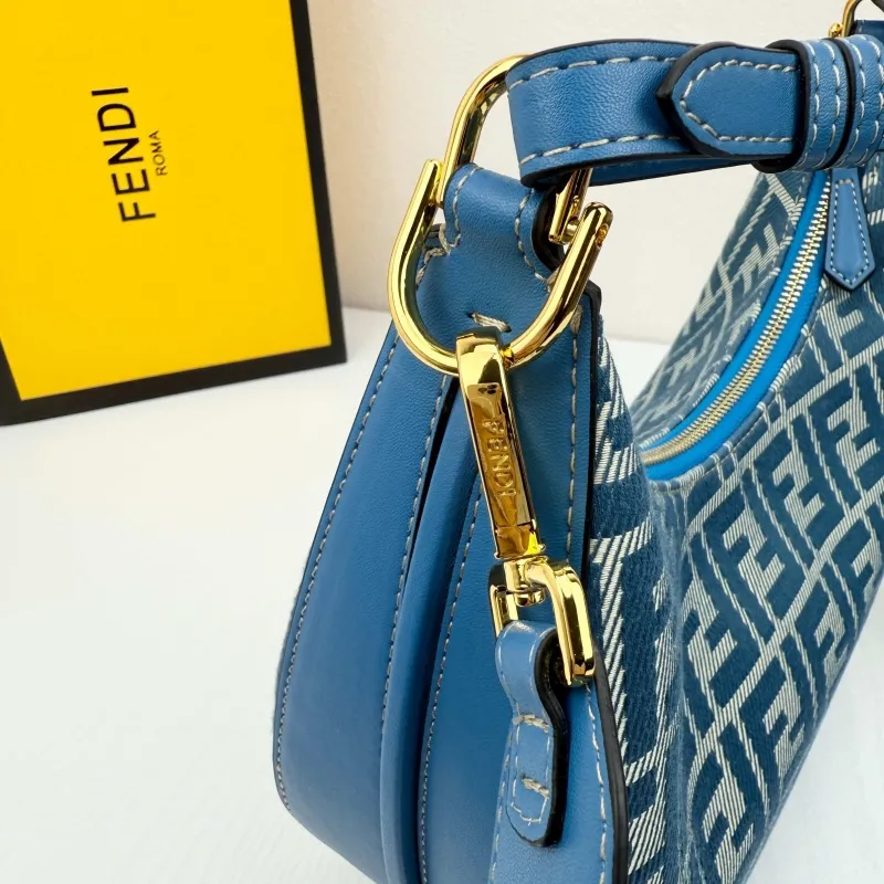 Fendi Blue Monogram Hobo Bag 8866-29 with Strap - Image 6