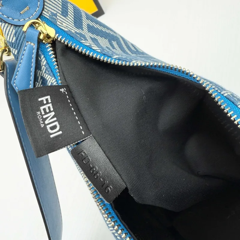 Fendi Blue Monogram Hobo Bag 8866-29 with Strap - Image 9