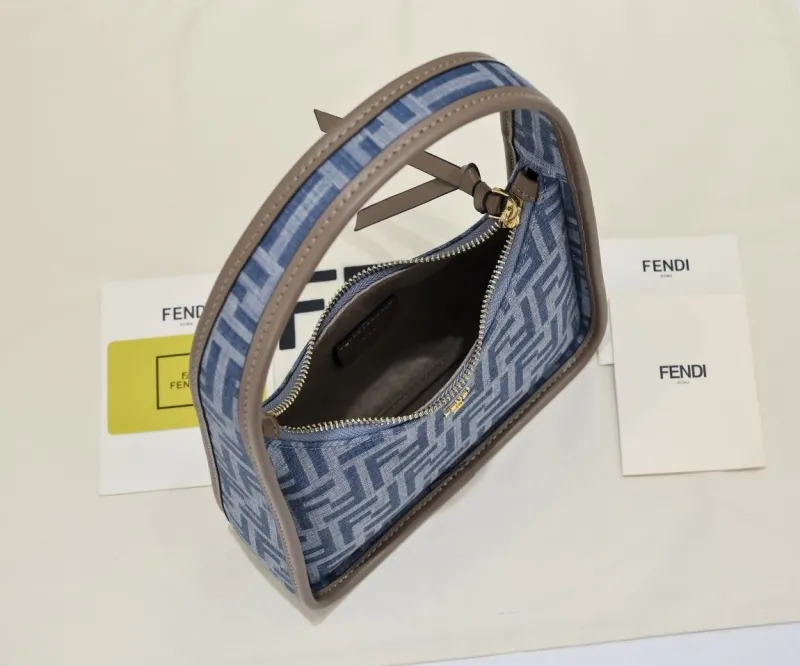 Fendi Blue Denim Hobo Bag - Image 9