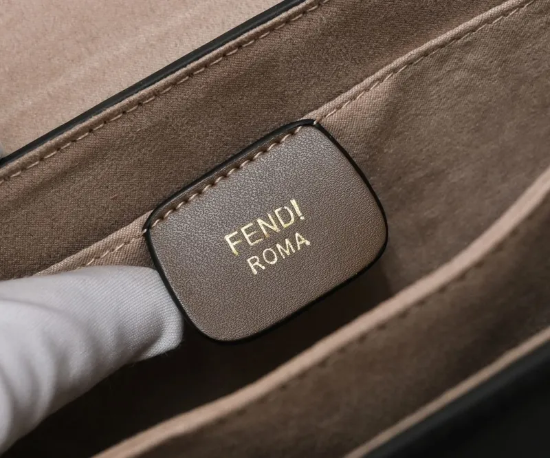 Fendi Brown Black FF Monogram Top Handle Bag - Image 7