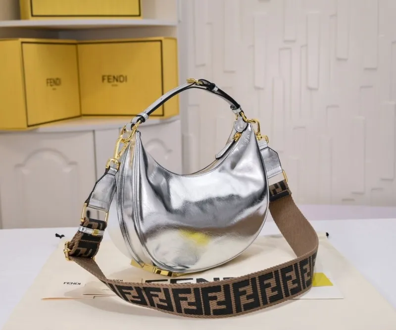 Fendi Metallic Silver Hobo Bag 131 - Image 3