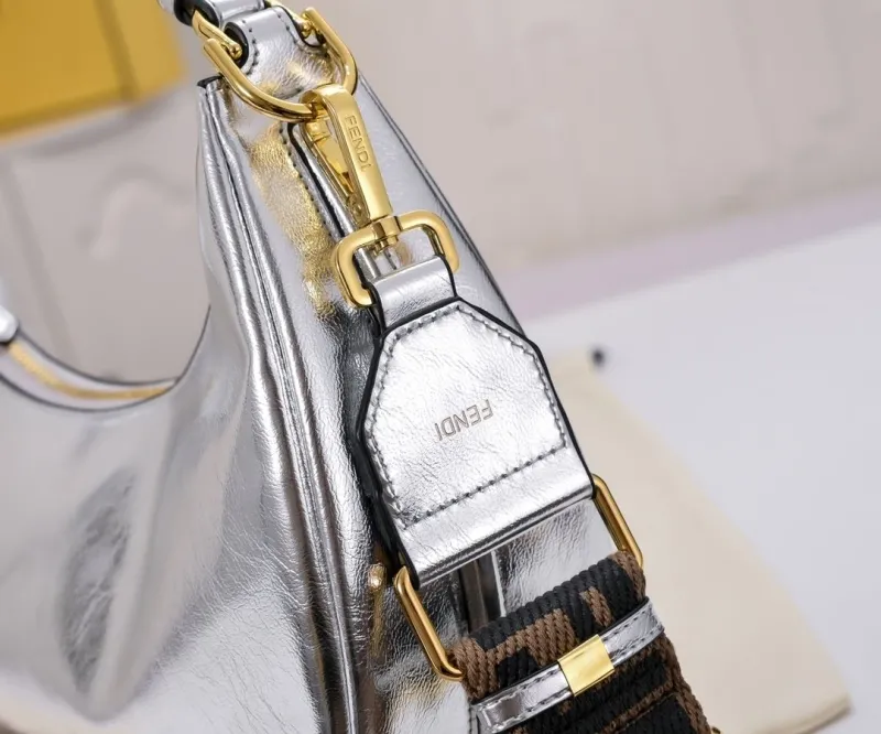 Fendi Metallic Silver Hobo Bag 131 - Image 4