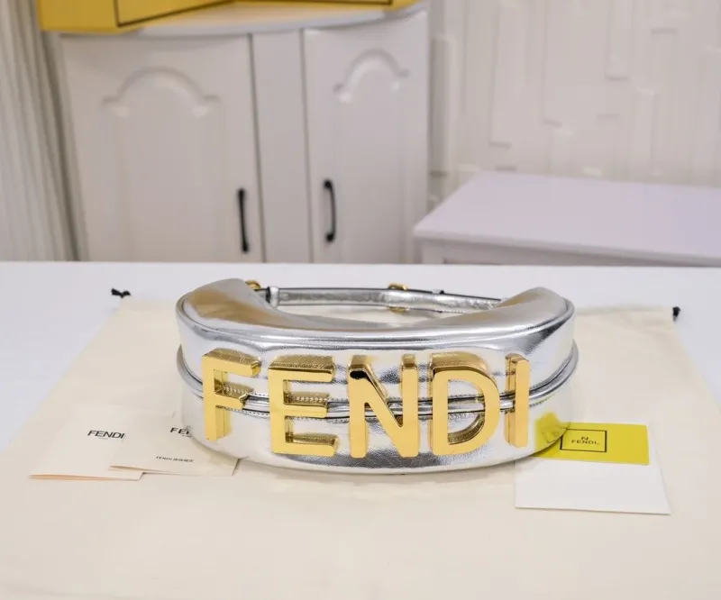 Fendi Metallic Silver Hobo Bag 131 - Image 5