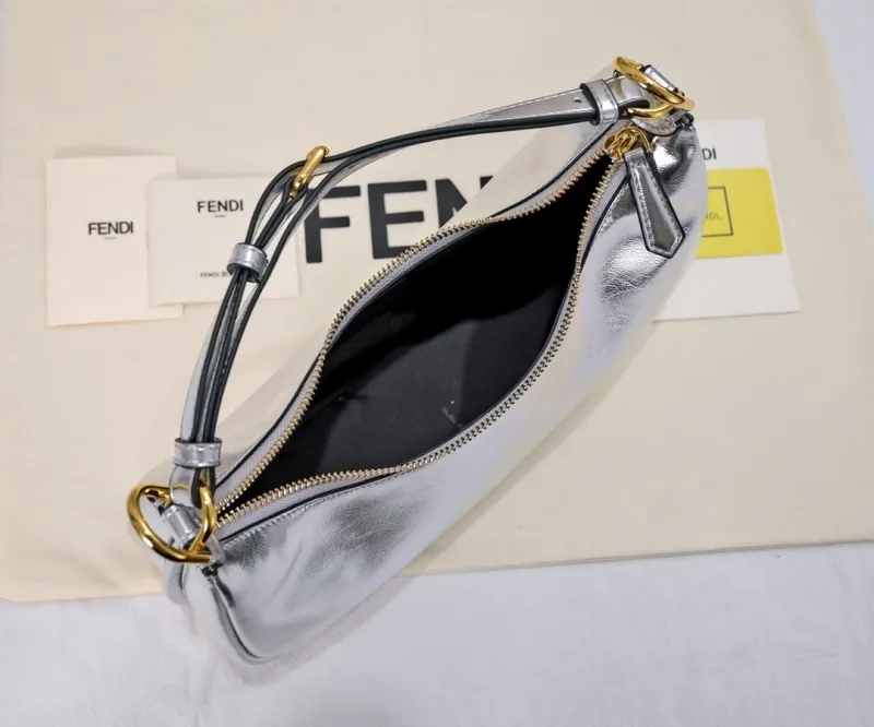 Fendi Metallic Silver Hobo Bag 131 - Image 9