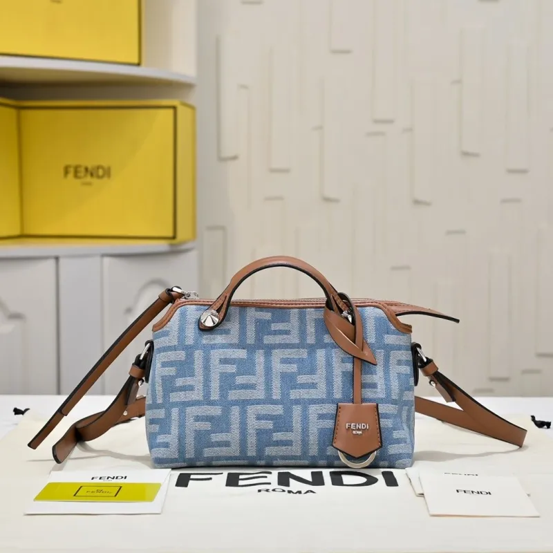 Fendi Light Blue Denim Top Handle Bag