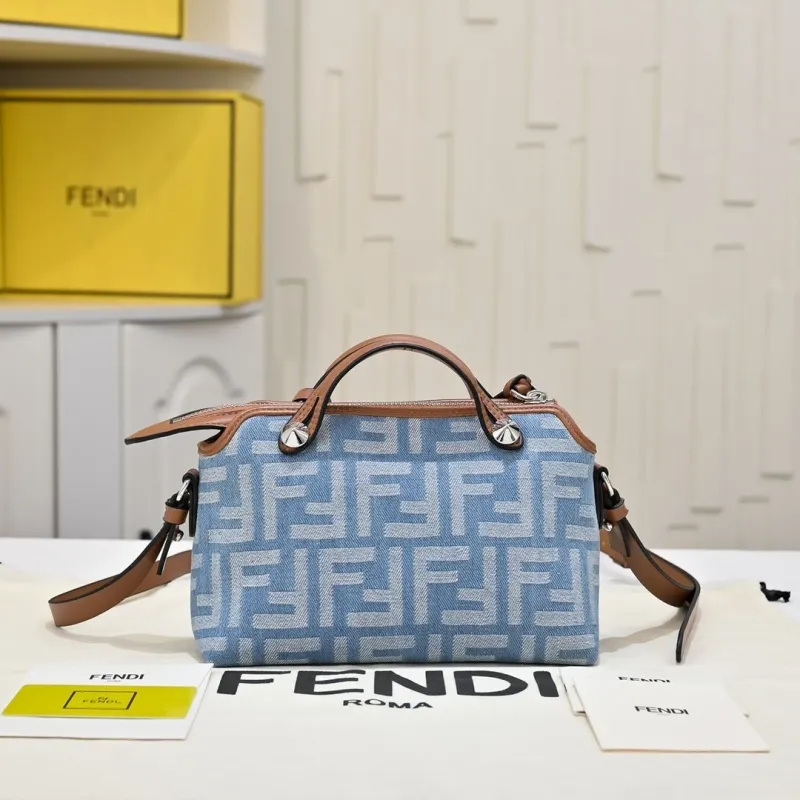 Alternative view of Fendi Light Blue Denim Top Handle Bag