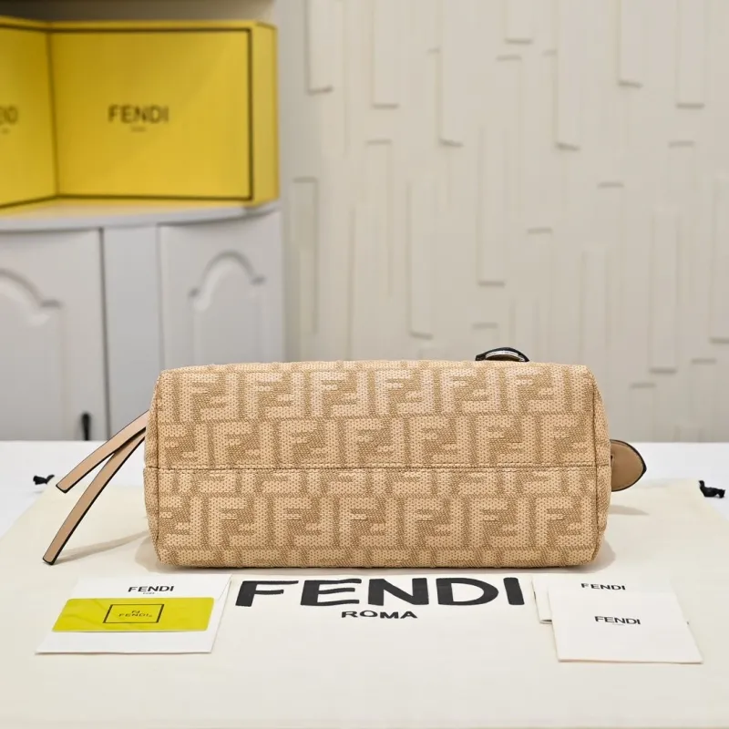 Fendi Beige FF Monogram Top Handle Crossbody Bag - Image 6