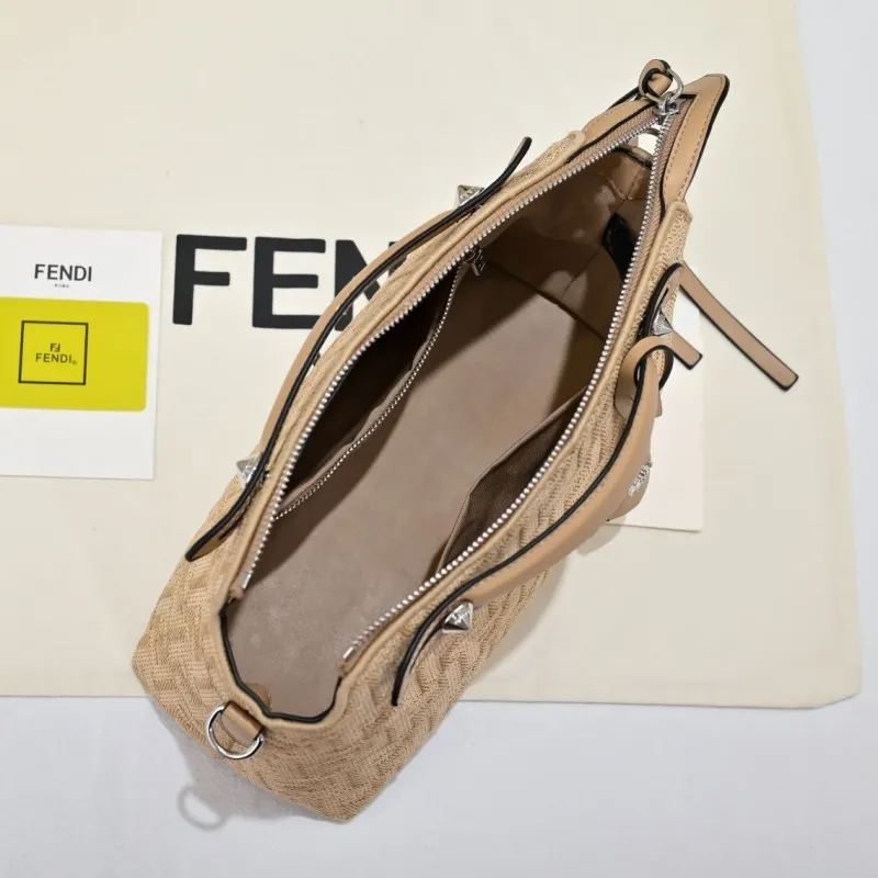 Fendi Beige FF Monogram Top Handle Crossbody Bag - Image 9
