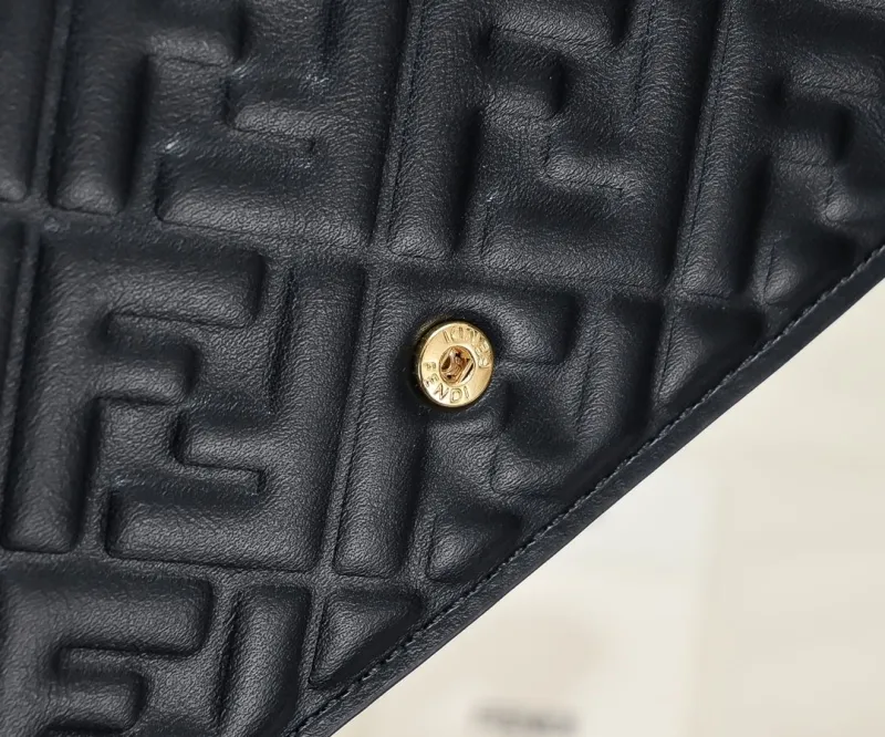 Fendi Black FF Monogram Leather Shoulder Bag - Image 5