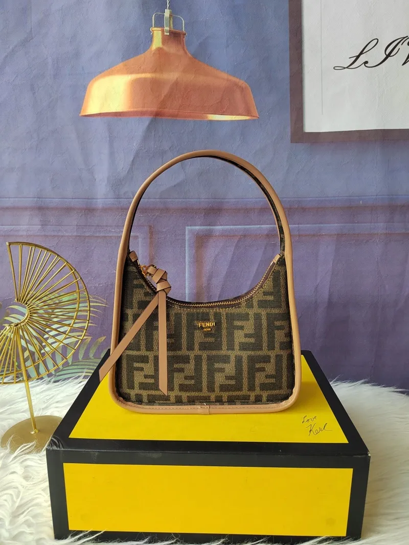 Fendi Brown FF Monogram Mini Hobo Bag